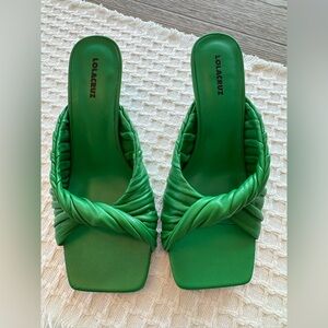 Lola Cruz Green leather Mules